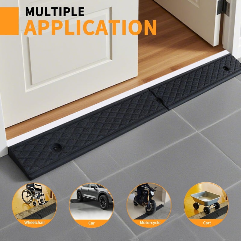 Vacallity Curb Ramp 1.2" Rise Rubber Curb Ramps for Driveway Curb Ramps for Sidewalks Car Ramps Door Threshold Ramp Shed Ramps for Riding Mower 7000 LB Capacity - Image 5